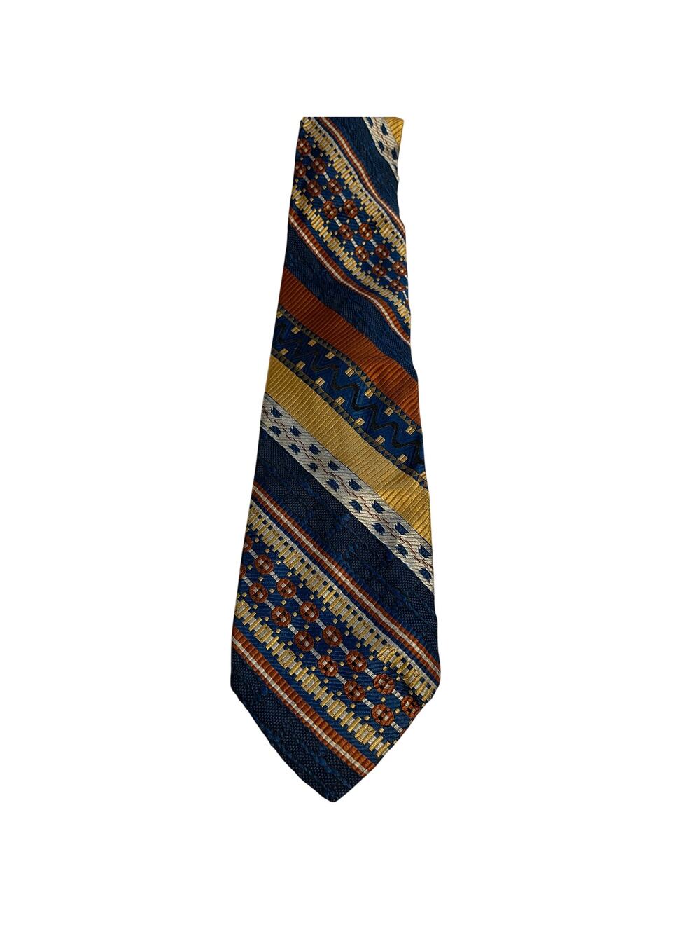 Vintage The Custom Shop Multicolor Striped Textured 100% Silk Necktie